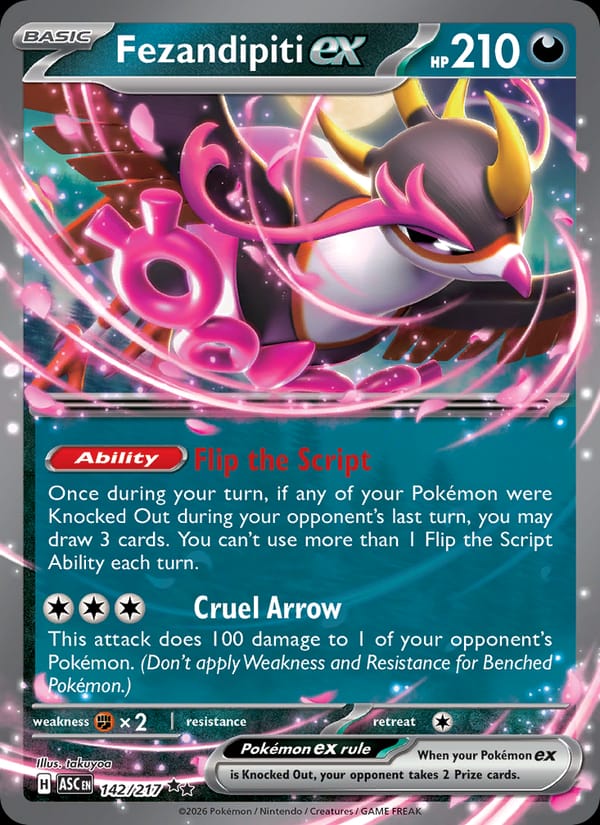 Fezandipiti ex 142/217 Ascended Heroes Pokémon card