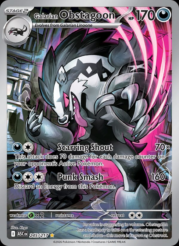 Galarian Obstagoon 245/217 Ascended Heroes Pokémon card