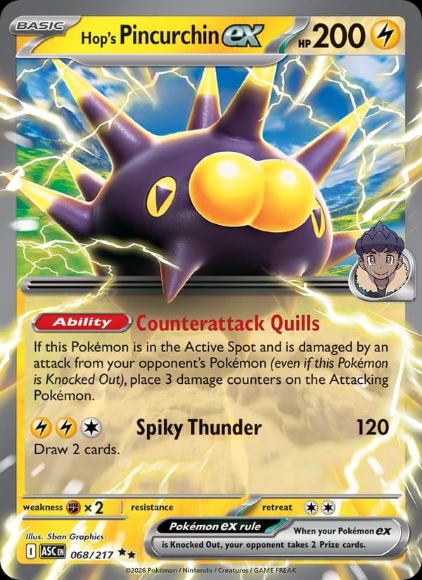 Hop's Pincurchin ex 068/217 Ascended Heroes Pokémon card