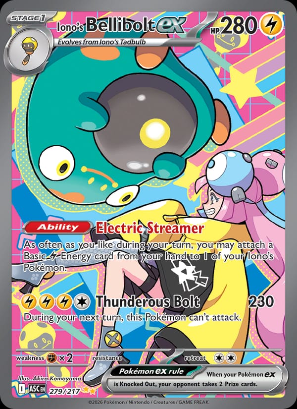 Iono's Bellibolt ex 279/217 Ascended Heroes Pokémon card