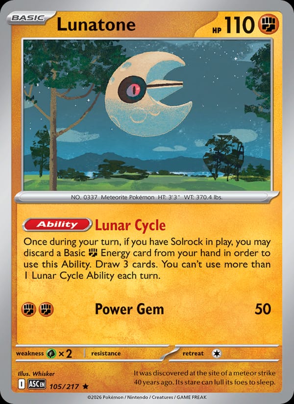 Lunatone 105/217 Ascended Heroes Pokémon card