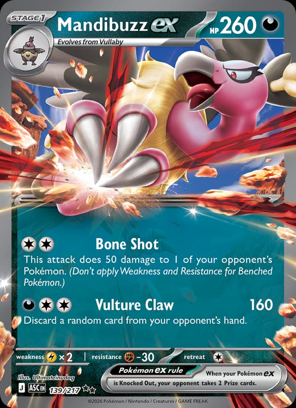 Mandibuzz ex 139/217 Ascended Heroes Pokémon card