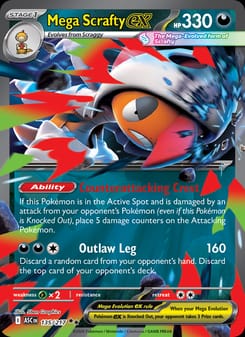 Mega Scrafty ex 135/217 Double Rare – Ascended Heroes Pokémon card