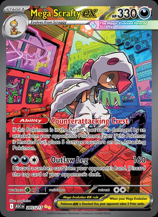 Mega Scrafty ex 285/217 Ascended Heroes Pokémon card