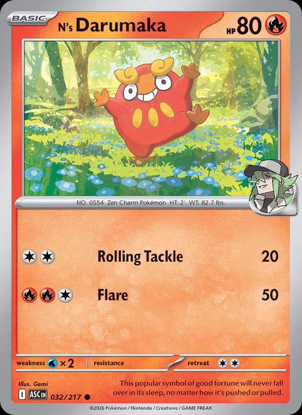 N's Darumaka 032/217 Ascended Heroes Pokémon card