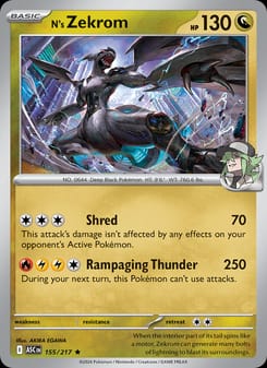 N's Zekrom 155/217 Rare – Ascended Heroes Pokémon card