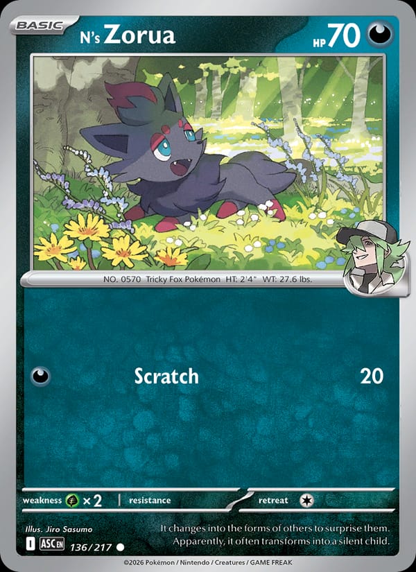 N's Zorua 136/217 Ascended Heroes Pokémon card
