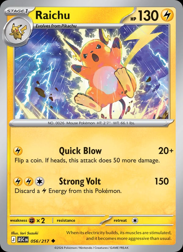 Raichu 056/217 Ascended Heroes Pokémon card