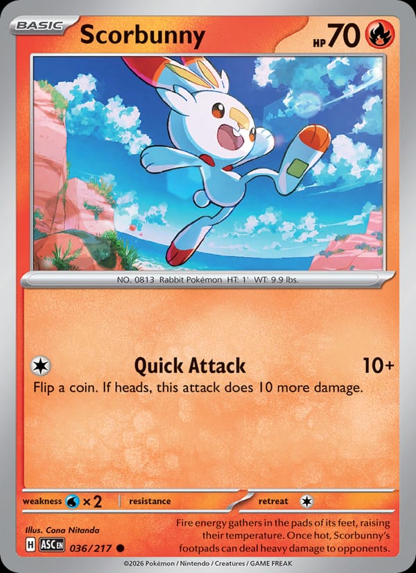 Scorbunny 036/217 Ascended Heroes Pokémon card