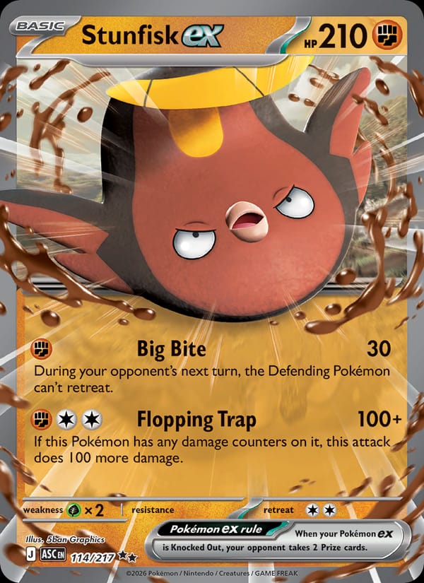 Stunfisk ex 114/217 Ascended Heroes Pokémon card