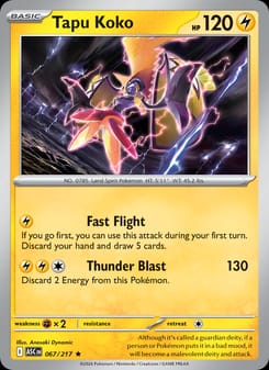 Tapu Koko 067/217 Rare – Ascended Heroes Pokémon card