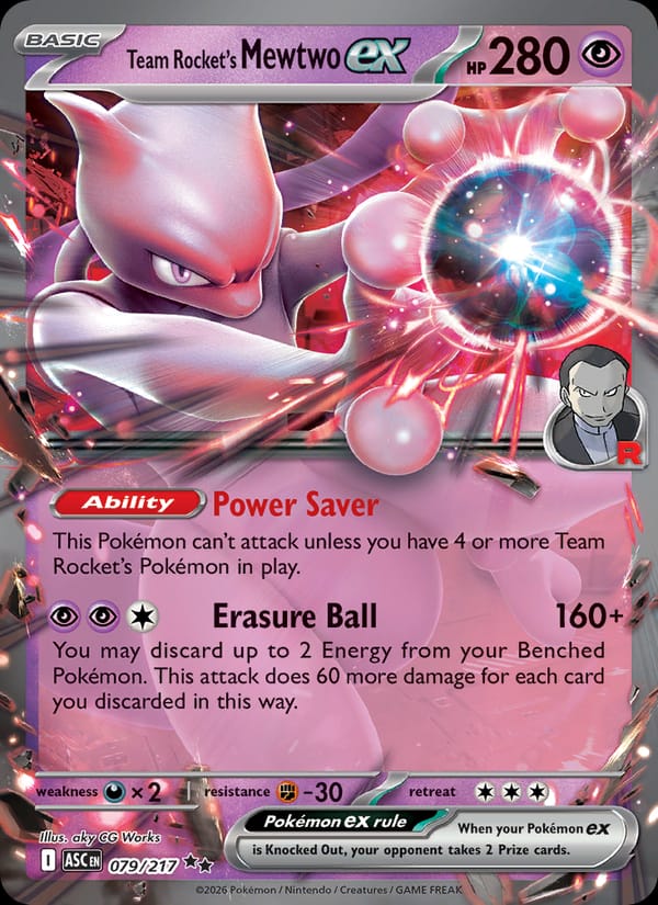 Team Rocket's Mewtwo ex 079/217 Ascended Heroes Pokémon card
