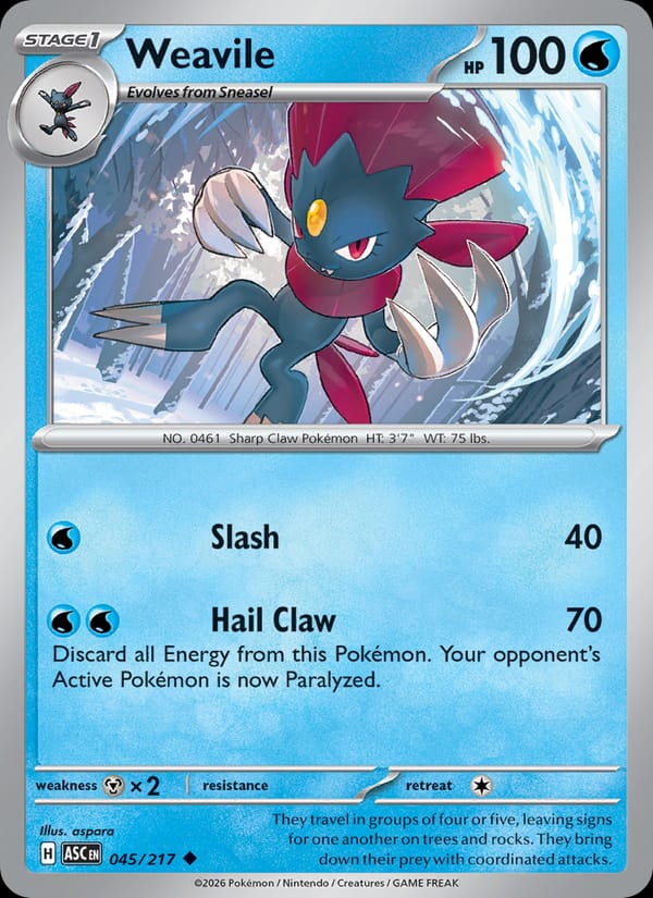 Weavile 045/217 Ascended Heroes Pokémon card