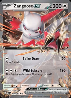 Zangoose ex 167/217 Double Rare – Ascended Heroes Pokémon card