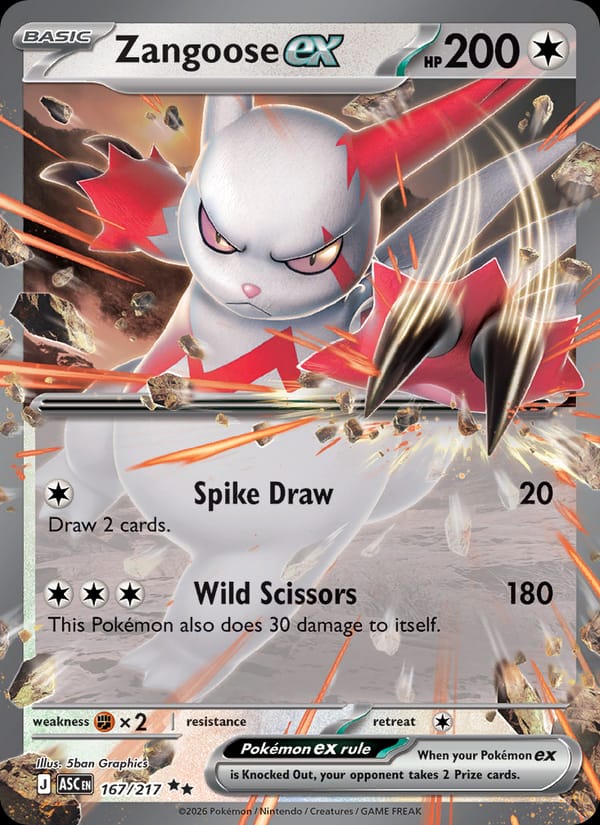 Zangoose ex 167/217 Ascended Heroes Pokémon card
