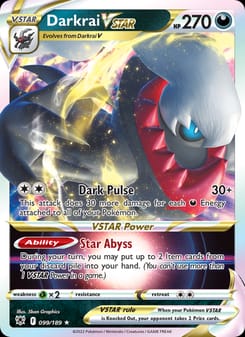 Darkrai VSTAR 099/189 Ultra Rare – Astral Radiance Pokémon card