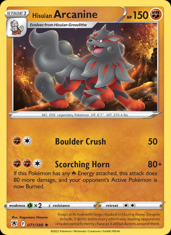Hisuian Arcanine 071/189 Astral Radiance Pokémon card