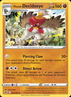 Hisuian Decidueye 082/189 Holo Rare – Astral Radiance Pokémon card