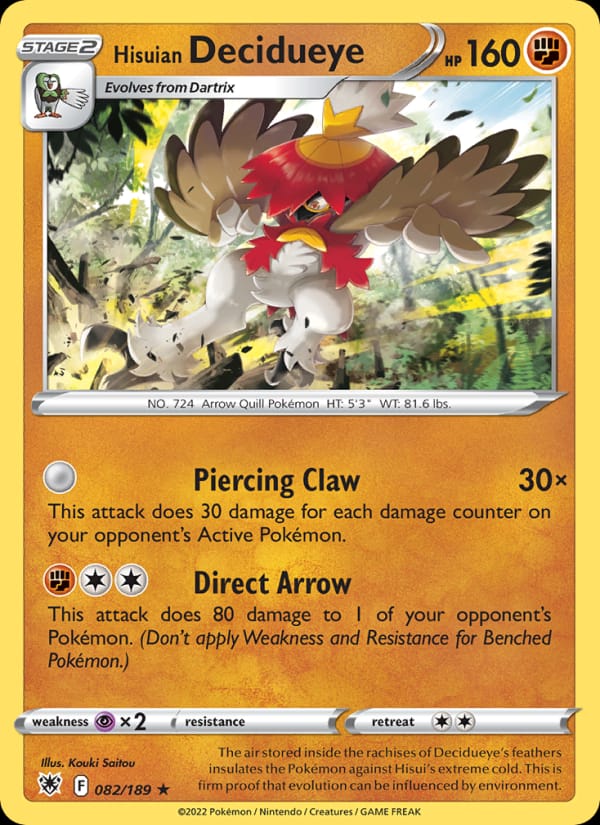 Hisuian Decidueye 082/189 Astral Radiance Pokémon card