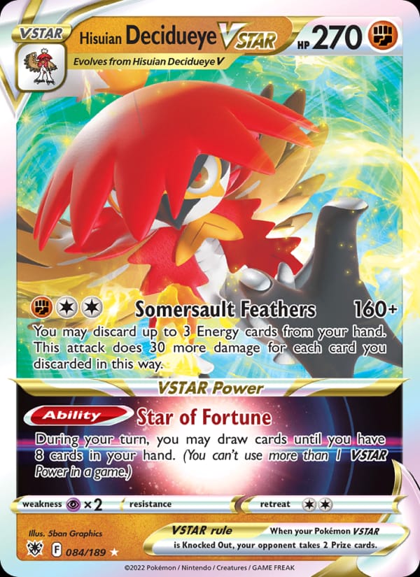 Hisuian Decidueye VSTAR 084/189 Astral Radiance Pokémon card