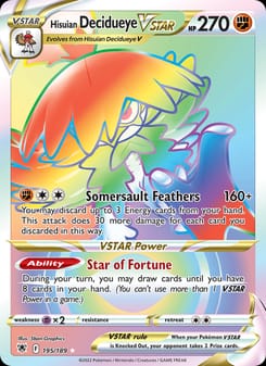 Hisuian Decidueye VSTAR 195/189 Secret Rare – Astral Radiance Pokémon card