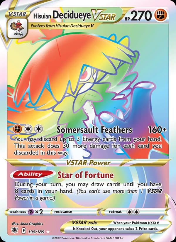 Hisuian Decidueye VSTAR 195/189 Astral Radiance Pokémon card