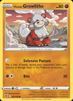 Hisuian Growlithe 070/189 Common – Astral Radiance Pokémon card