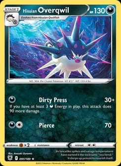 Hisuian Overqwil 091/189 Rare – Astral Radiance Pokémon card