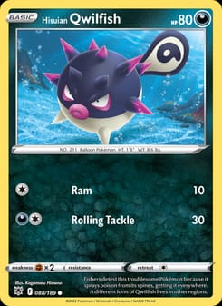Hisuian Qwilfish 088/189 Common – Astral Radiance Pokémon card