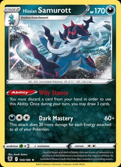 Hisuian Samurott 100/189 Holo Rare – Astral Radiance Pokémon card