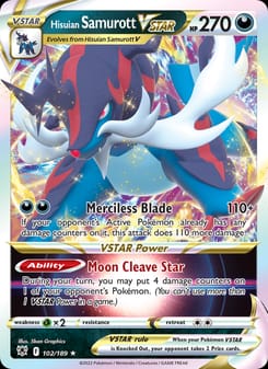 Hisuian Samurott VSTAR 102/189 Ultra Rare – Astral Radiance Pokémon card