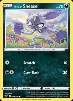 Hisuian Sneasel 092/189 Common – Astral Radiance Pokémon card