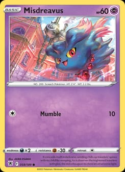 Misdreavus 058/189 Common – Astral Radiance Pokémon card