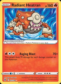 Radiant Heatran 027/189 Radiant Rare – Astral Radiance Pokémon card