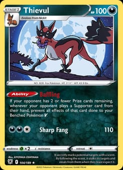 Thievul 104/189 Rare – Astral Radiance Pokémon card