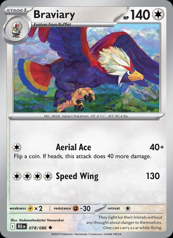 Braviary 078/086 Black Bolt Pokémon card