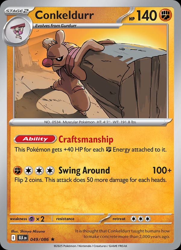 Conkeldurr 049/086 Black Bolt Pokémon card