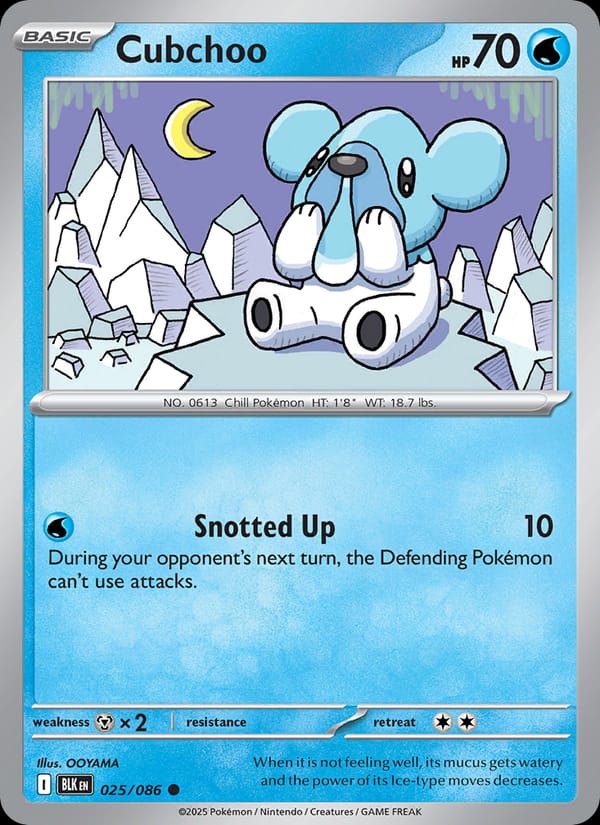 Cubchoo 025/086 Black Bolt Pokémon card