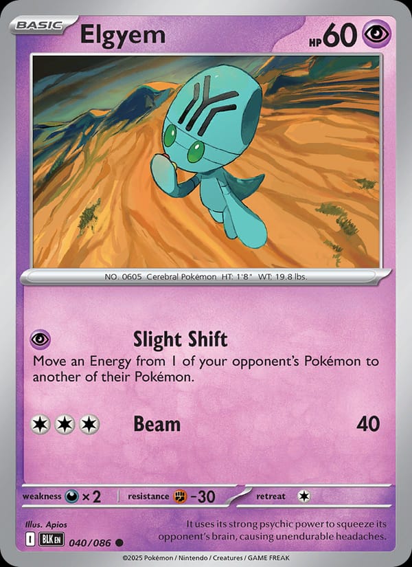 Elgyem 040/086 Black Bolt Pokémon card