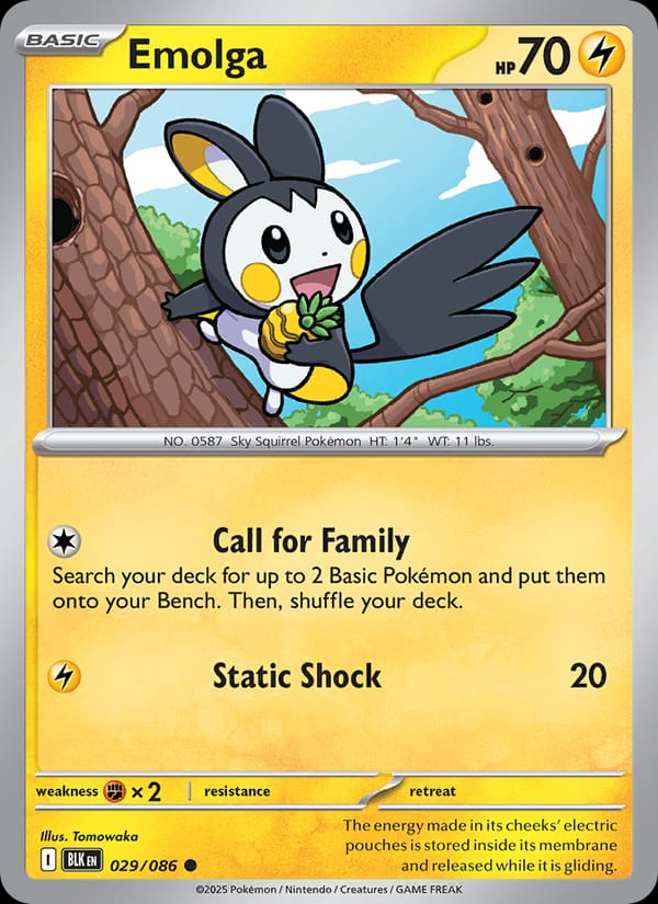 Emolga 029/086 Black Bolt Pokémon card