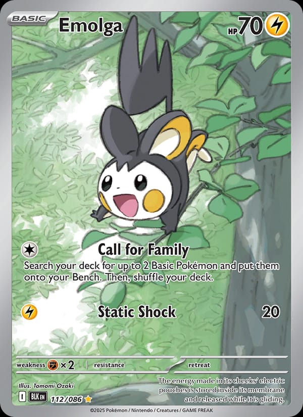 Emolga 112/086 Black Bolt Pokémon card