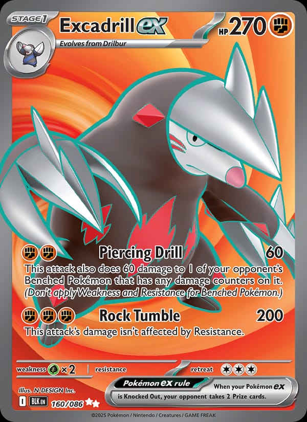 Excadrill ex 160/086 Black Bolt Pokémon card