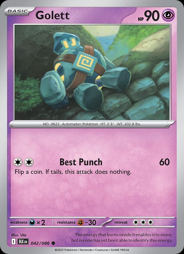 Golett 042/086 Black Bolt Pokémon card