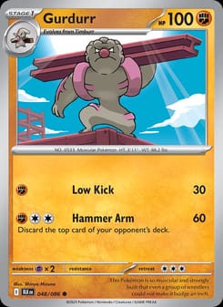 Gurdurr 048/086 Common – Black Bolt Pokémon card