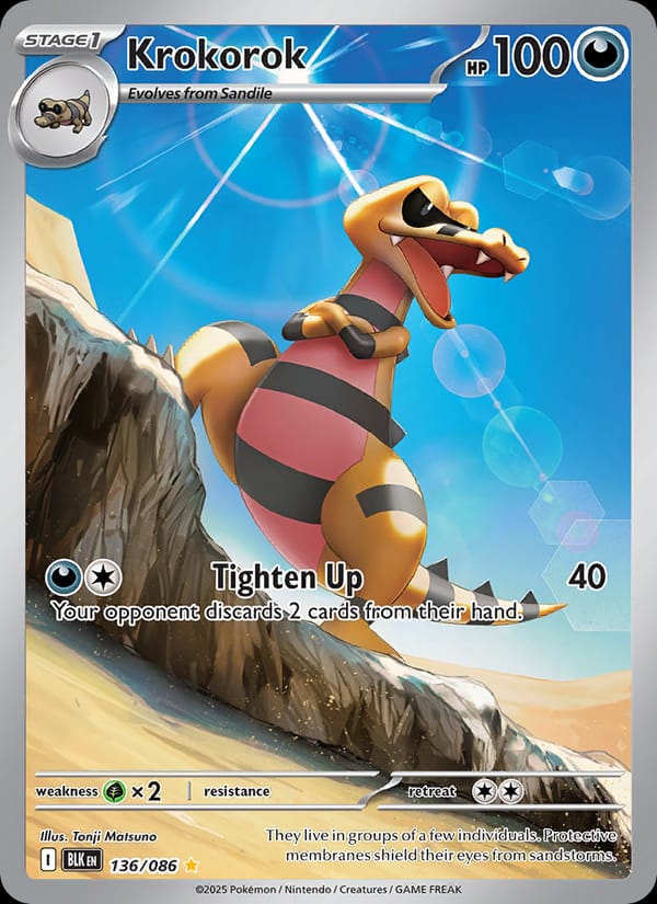Krokorok 136/086 Black Bolt Pokémon card
