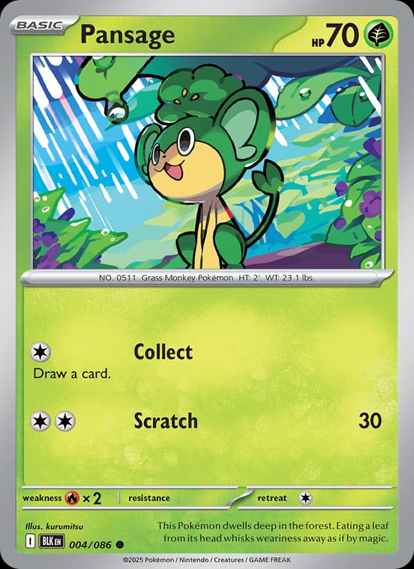 Pansage 004/086 Black Bolt Pokémon card