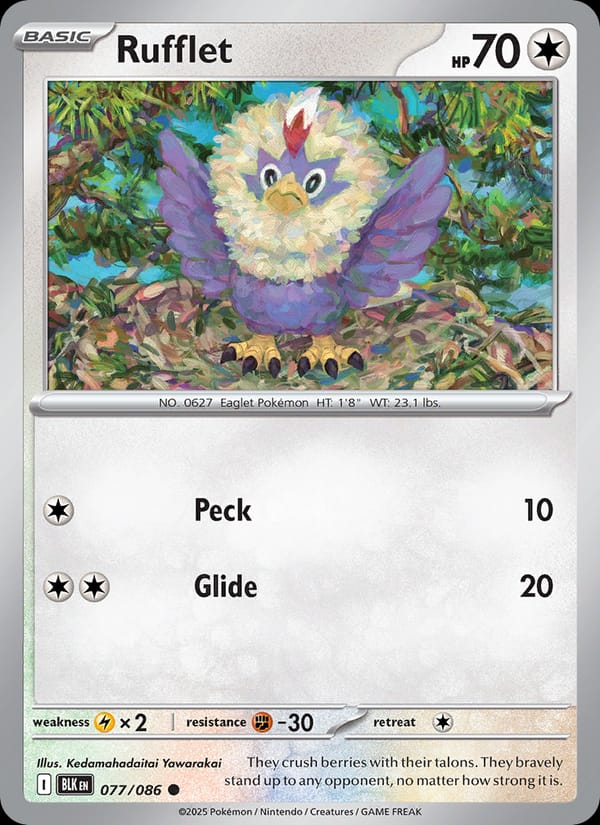 Rufflet 077/086 Black Bolt Pokémon card