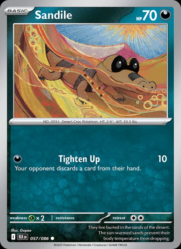 Sandile 057/086 Black Bolt Pokémon card