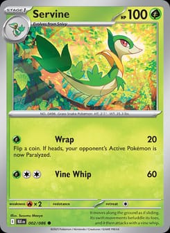 Servine 002/086 Common – Black Bolt Pokémon card
