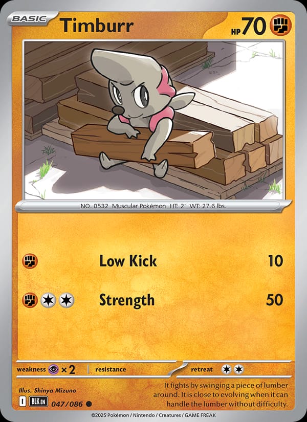 Timburr 047/086 Black Bolt Pokémon card